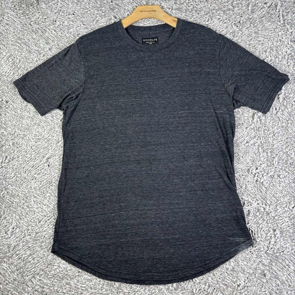 Goodlife T-Shirt Mens Large Gray Short Sleeve Crew Neck Preppy Designer USA MADE